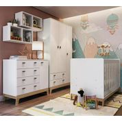 Quarto Infantil 5 Peças Favo de Mel FM036 Branco Completa Moveis