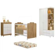 Quarto Completo Infantil Com Colchão New Ternura 9000 Nature Branco Peternella