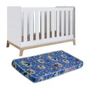 Berço Mini Cama Com Colchao 130x70 Favo de Mel FM012 Branco Completa Moveis