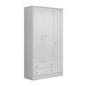 Guarda Roupa Infantil Doce Sonho 03 Portas 2617 Branco Rosa Qmovi