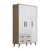 Guarda Roupa Infantil Retro 03 Portas 2909 Carvalho Rustico Branco Qmovi