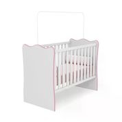 Berço Simples Infantil Doce Sonho 1 Branco Rosa Qmovi