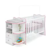 Berço Comoda Infantil Doce Sonho 758 Branco Rosa Qmovi