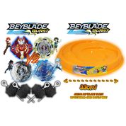 Kit 4 Beyblade 4 Lançador + Arena Beyblade Burst