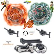 Kit 2 Beyblade Burst + 4 Lançadores Roktavor Vs Kerbeus Tornado Gyro