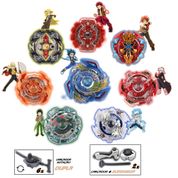 Kit 6 Beyblade Burst + Lançadores Rantaro Valt Shu Ken Daigo