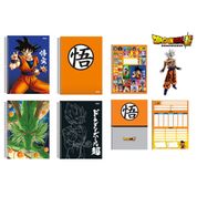 Kit 4 Cadernos Dragon Ball Super Espiral Goku 160 Folhas 10 Matérias