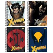 Kit 4 Cadernos X-Men Universitário Espiral X-Men 96 Folhas