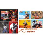 Kit 4 Cadernos Naruto Shippuden Brochurão + Desenho e Cartografia Naruto