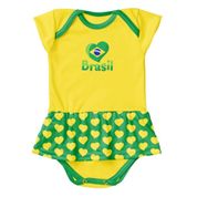 Body Vestido Brasil Corações Torcida Baby