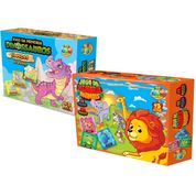 Brinquedo Jogos da Memoria Kit 2 Animais e Dinossauros