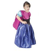 Fantasia Infantil Anna Frozen Vestido Com Capa De 2 À 8 Anos