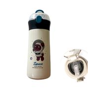 Garrafa Térmica Com Canudo Agua Escola 350ml Bege space Bear