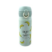 Garrafa Térmica Verde Agua Bananas Escolar Vac Cup 350ml