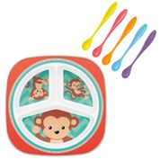 Kit Alimentação Animal Fun Macaco Prato e Talheres Buba