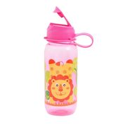 Garrafa Squeeze de Plastico escolar 400ml Rosa Leãozinho