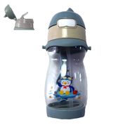 Garrafa Squeeze com Tampa e Canudo copo infantil 400 mL Azul