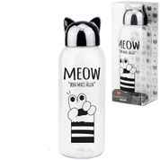 Garrafa Squeeze Gato Meow Prateada 650ml