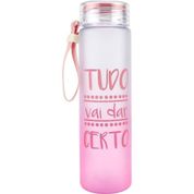 Garrafa Squeeze Água c Alça 500ml frase motivacional Rosa