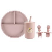 Kit Alimentação Silicone Flex Rosa Com 4 ítens Clingo Mod 1