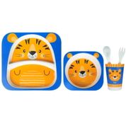 Kit Alimentação Bebe Fibra Bambu Ecológico Tigre 5 Peças Buba