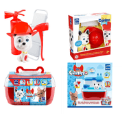 Maleta infantil Dr Canino médico pet + Dr Canino bombeiro com acessórios