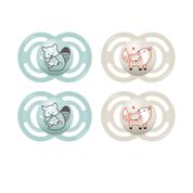 KIT CHUPETAS MAM PERFECT 6+ MESES TAMANHO 2 BICO SILICONE EMBALAGEM COM 4 MENINO MENINA Cor:Azul