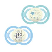 CHUPETA MAM PERFECT NIGHT 6+ MESES BRILHA ESCURO TAMANHO 2 BICO SILICONE EMBALAGEM DUPLA MENINO MENINA Cor:Azul
