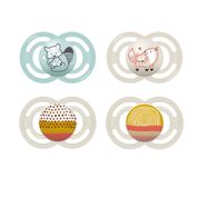 KIT CHUPETAS MAM PERFECT 6+ MESES TAMANHO 2 BICO SILICONE EMBALAGEM COM 4 MENINO MENINA Cor:Azul/Neutra
