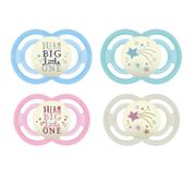 KIT CHUPETAS MAM PERFECT NIGHT 6+ MESES BRILHA ESCURO TAMANHO 2 BICO SILICONE EMBALAGEM COM 4 MENINO MENINA Cor:Azul/Ros