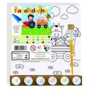 KIT PINTURA TELA FAZENDINHA + PINCEL + 6 TINTAS