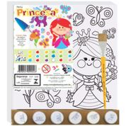 KIT PINTURA TELA PRINCESAS + PINCEL + 6 TINTAS