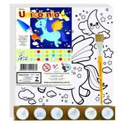 KIT PINTURA TELA UNICÓRNIO + PINCEL + 6 TINTAS