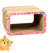 Arranhador Cama Toca do Gato Pet Games, Estampa Floral Vermelha, P