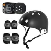 Kit Acessórios de Proteção Infantil patins bicicleta skate patinete com Capacete Preto DM