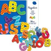 Peças magnéticas coloridas de Madeira -Ima 38 Letras Grandes