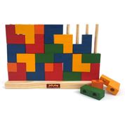 Brinquedo Blocos De Encaixe Vertical Com 25 Peças Madeira