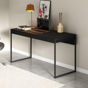 Escrivaninha Mesa Para Computador Home Estudos Office 136 cm 1 Gaveta Escritório Preto