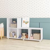 Estante Infantil L 4 Nichos 1 Prateleira 6 Pés Organizador Multiuso Quarto 120 X 73 cm Branco