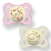 CHUPETA MAM NIGHT  0-6 MESES BRILHA ESCURO FASE 1 BICO SILICONE SKINSOFT EMBALAGEM DUPLA Cor:Rosa - Neutra