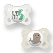 CHUPETA MAM 0-6 MESES FASE 1 BICO SILICONE SKINSOFT EMBALAGEM DUPLA Cor:Neutra Foca - Tiny Feet