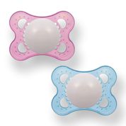 CHUPETA MAM 0-6 MESES FASE 1 BICO SILICONE SKINSOFT EMBALAGEM DUPLA Cor:Rosa - Azul