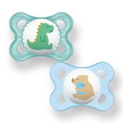 CHUPETA MAM 0-6 MESES FASE 1 BICO SILICONE SKINSOFT EMBALAGEM DUPLA Cor:Azul Urso - Dino