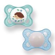 CHUPETA MAM 0-6 MESES FASE 1 BICO SILICONE SKINSOFT EMBALAGEM DUPLA Cor:Porco Espinho - Azul