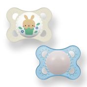 CHUPETA MAM 0-6 MESES FASE 1 BICO SILICONE SKINSOFT EMBALAGEM DUPLA Cor:Coelho - Azul