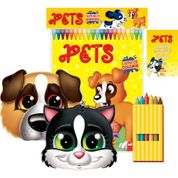 LIVRO INFANTIL COLORIR SUPER KIT QUERIDOS PETS C/GIZ