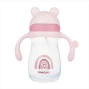 Copo Garrafa De água Arco-íris Com Canudo Flexível 300ml Bebê Criança Menina Feminino Pimpolho Rosa