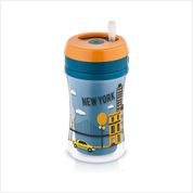 Copo Nuk Com Canudo Silicone Para Criança Infantil Menino Antivazamento Fun Boy 270ml - Azul Laranja