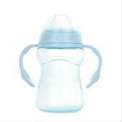 Copo Caneca Garrafa De Agua Suco Com Alça Tampa Criança Menino Masculino Bico Silicone Flexível Azul