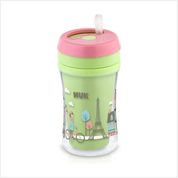 Copo Nuk De Transição Antivazamento 270ml Com Canudo Silicone Infantil Criança Menina - Verde Rosa